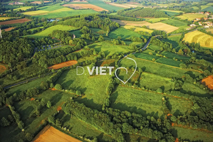 Photo Dominique VIET - paysage de bocage et son moulin